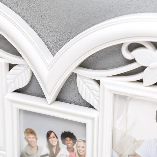 Фоторамка - коллаж на 6 фото 10?15 см Сердце ажурное, пластик, мультирамка, белая, 56?51 см