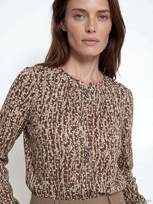 Bisiklet Yaka Desenli Bluz