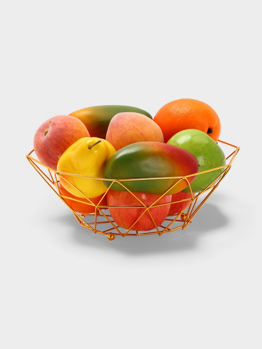 Ваза для фруктов «Доляна. Геометрия Голд», 25.5×27×10 см, золотистая