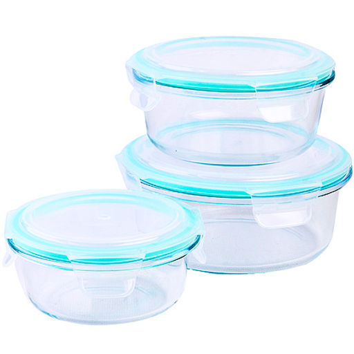 31011 Набор контейнеров с крышками из 3 шт 360/600/900мл стекло/полипр MB (х12)