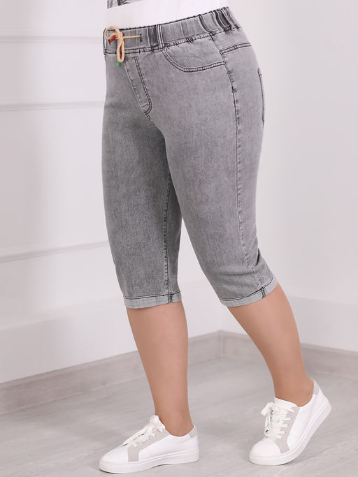 Капри серые женские для полных облегающие - Almond фото 5