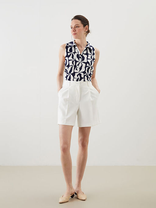 G?mlek Yaka Desenli Bluz