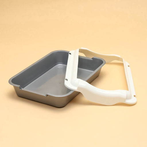 Туалет средний с бортом 36×26×9, серый/белый