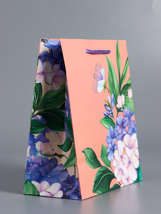 Пакет подарочный ламинированный «Цветы эмоций», персиковый, 18×22.3×10 см