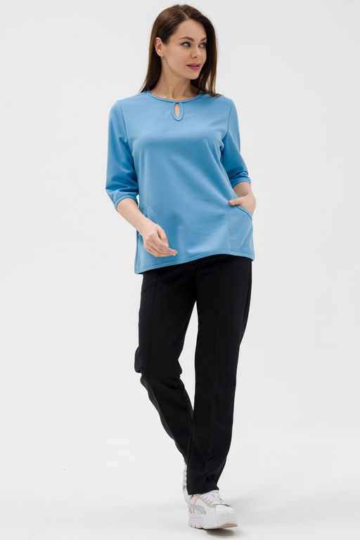 Кофта женская из коттон фита Анфиса небесный - Амадэль фото 4