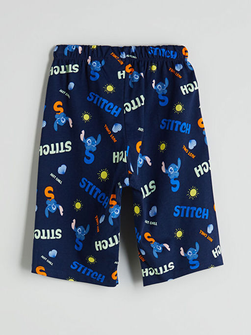 Beli Lastikli Stitch Bask?l? Erkek ?ocuk Pijama ?ort