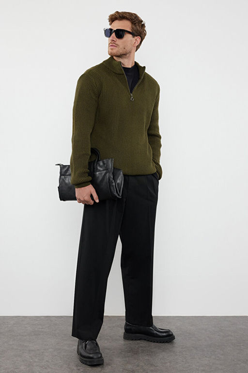 Haki Casual Regular Yar_m Bal_k__ Yaka D_z Triko Kazak TMNAW22KZ1908 - Trendyolmilla фото 2