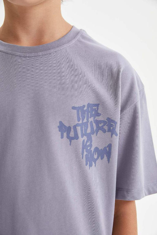 Футболка оверсайз с круглым вырезом и принтом для мальчиков с короткими рукавами - Defacto фото 6