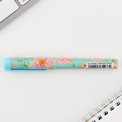 Цена за 10 шт. Ручка шариковая, синяя паста, 0.7 мм, с колпачком, пластик Пионы