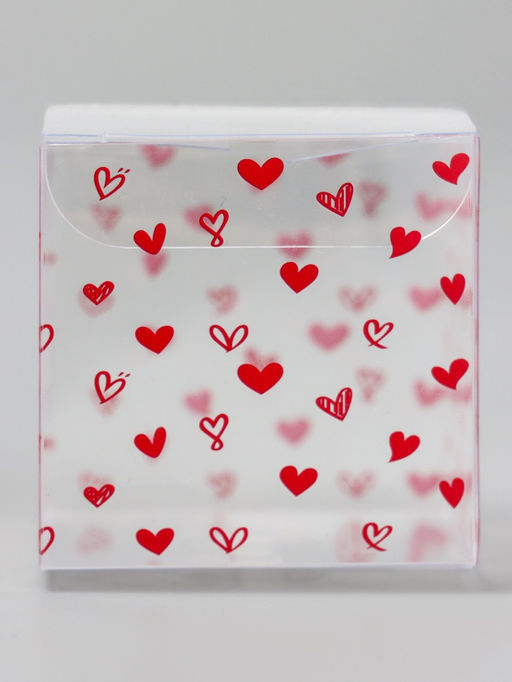 Цена за 4 шт. Складная коробка из PVC Сердца, прозрачная с рисунком, 5?5?5 см 5 шт. - UPAK LAND фото 2