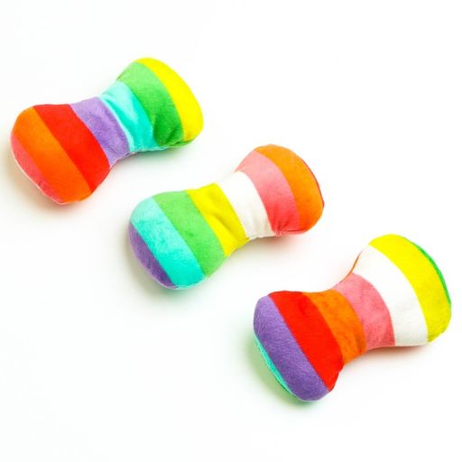 Игрушка для собак Мягкая кость, 15 см, радужная расцветка - Пижон фото 3