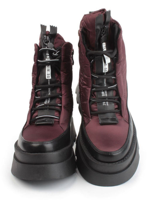 02-FAS16-4Z VINOUS/BLACK Дутики женские (искусственная кожа, плащевая ткань, шерсть) - Фабричный китай фото 11