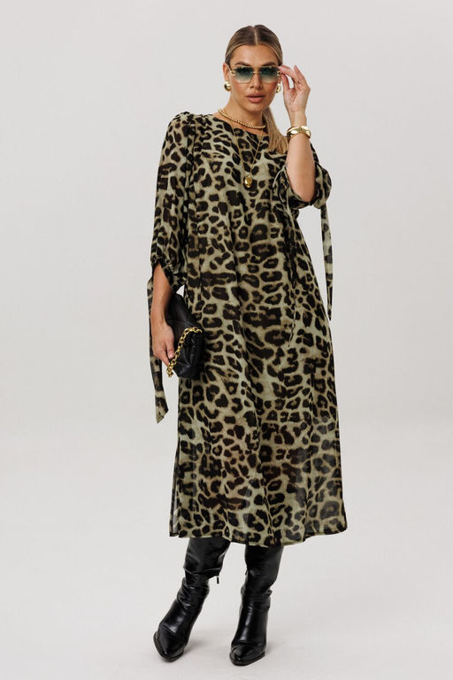 Платье ANELLI 1733 зеленый леопард фото 4