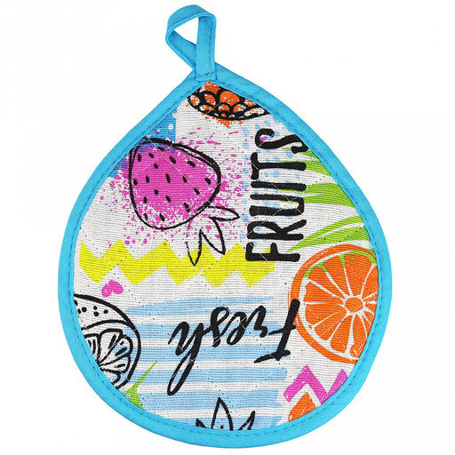 Кухонный комплект "ФрешФут б/з": прихватка-варежка 15х30см + прихватка 20х25см форма "Капелька", рогожка 171г/м2, хлопок 100%, наполнитель - ватин 280г/м2, на пластмассовом подвесе, "Домашняя мода" (Россия)