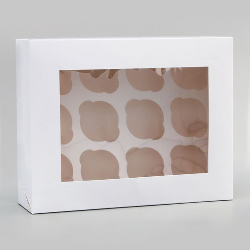 Коробка для 12 капкейков с окном, 32.5×25.5×10 см