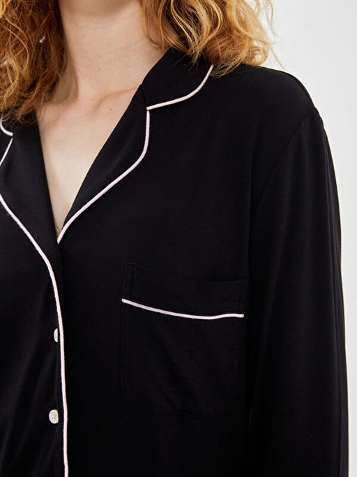 G?mlek Yaka Kad?n Pijama Tak?m?