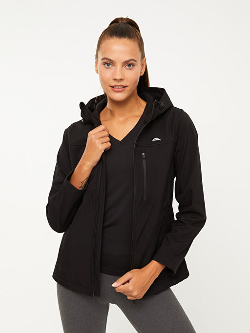 Kap??onlu Bask?l? Uzun Kollu Kad?n Ya?murluk