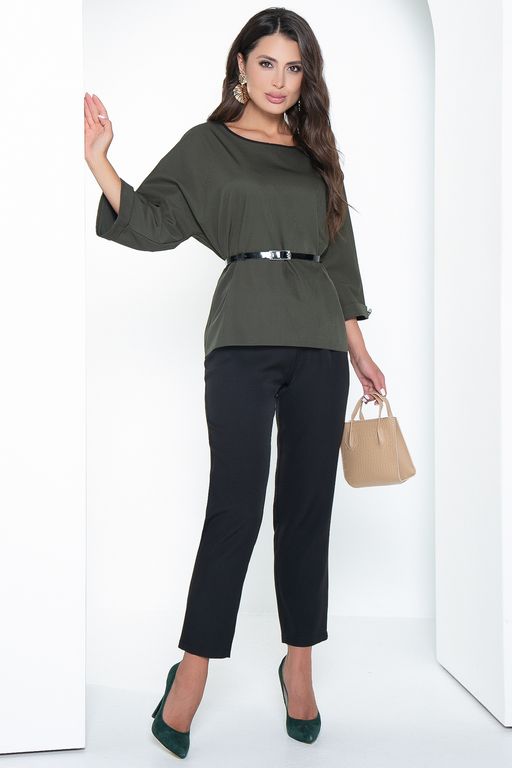 Блуза Тринити с пояском (хаки) Б2574 - Lt collection фото 3