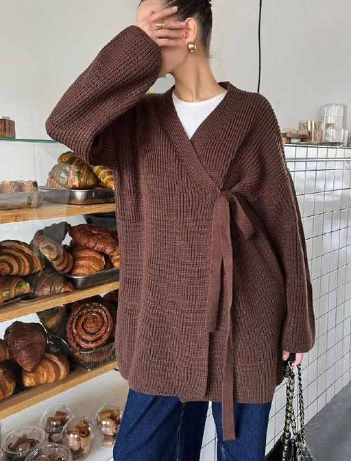 K13523 Кардиган OVER SIZE КОРИЧНЕВЫЙ