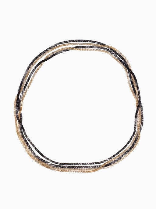 Бусы 2 нити Трансформер (несколько способов носки), цвет чёрно-золотой, 118 см