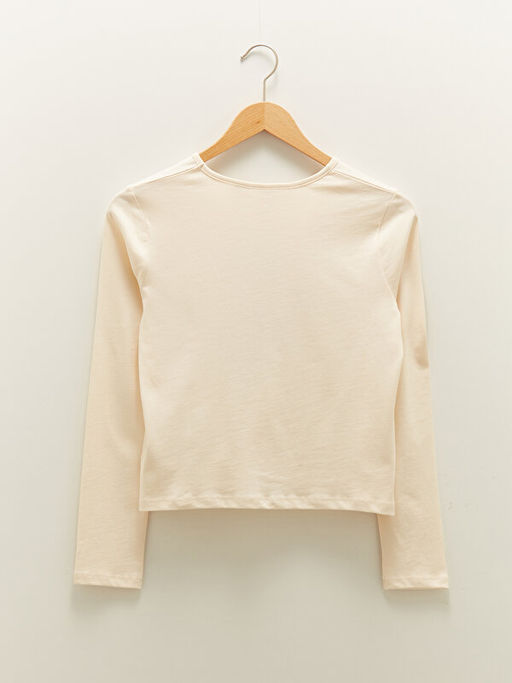 Bisiklet Yaka Minnie Mouse Bask?l? Uzun Kollu Pamuklu K?z ?ocuk Ti??rt - Waikiki фото 2