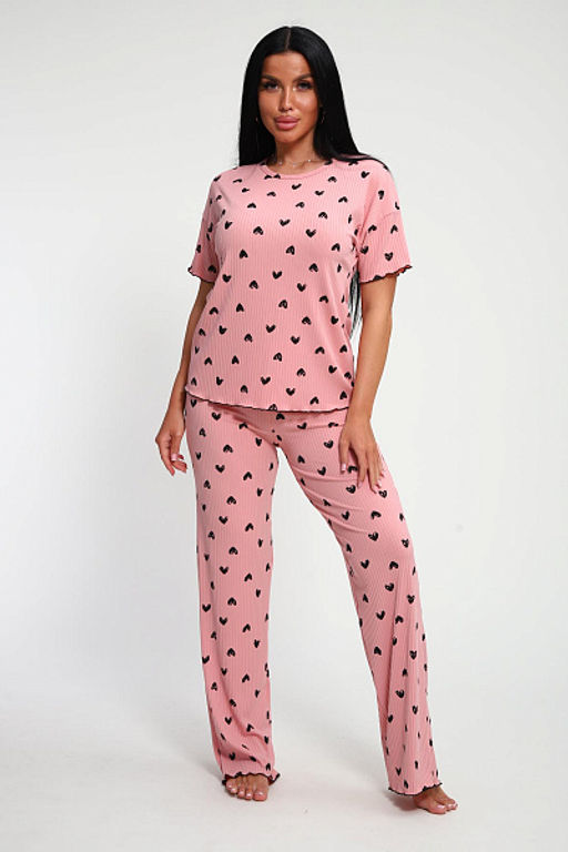 Пижама с брюками (01063, розовый) - Плиона фото 2