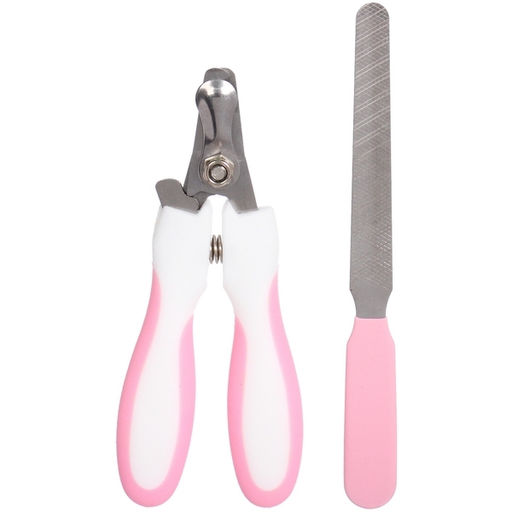 Цена за 2 шт. Набор для груминга "Великолепный Бро", когтерез и пилка, цвет белый/розовый (блистер U)