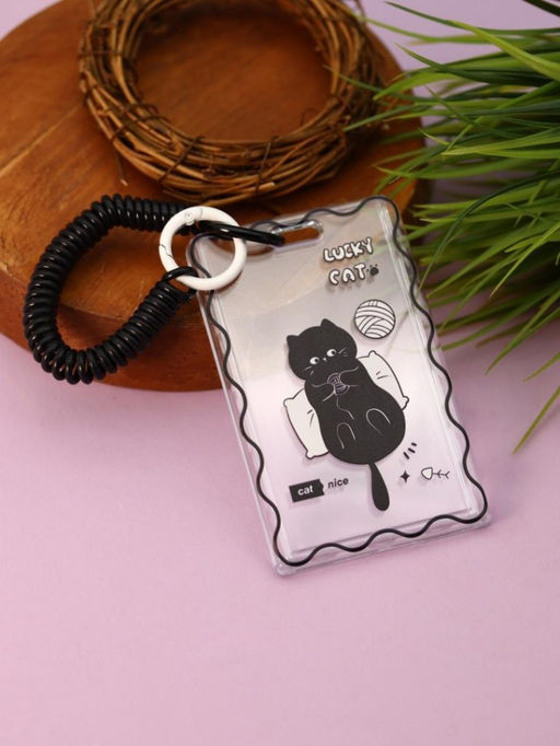 Футляр для карт с брелоком ПО ПЛАНУ. "Сat toys", transparent