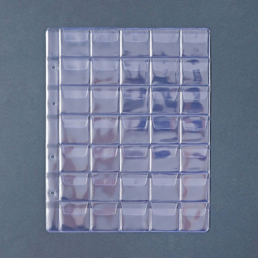 Набор листов для монет, формат "Оптима", 10 листов 200 х 250 мм, на 35 ячеек 35 х 35 мм