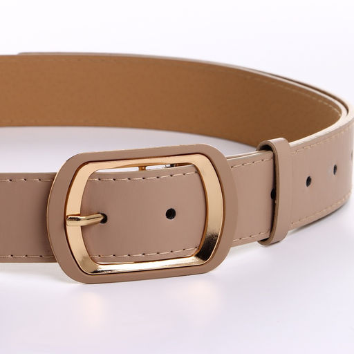 Ремень женский с винтом, 110×2.9 см, классическая пряжка, золотистая, бежевый