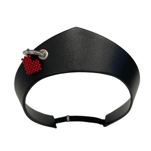 Кокошник кожаный mini с пирсингом и подвеской "сердце"