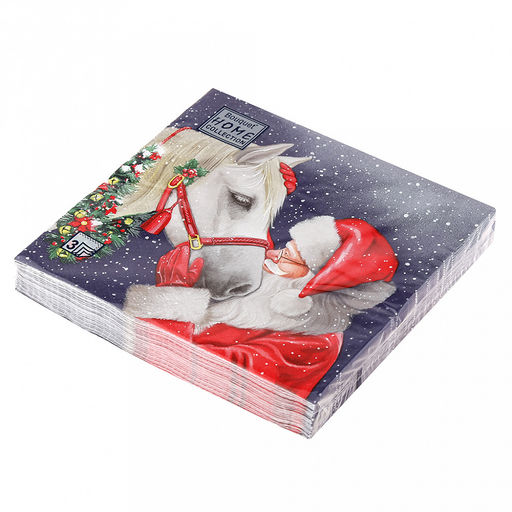 Салфетки бумажные "Bouquet Home Collection Classic" 33х33см, 3-х слойные, 20 штук в упаковке, 100% целлюлоза, "Дед мороз и Верный друг" (Россия)