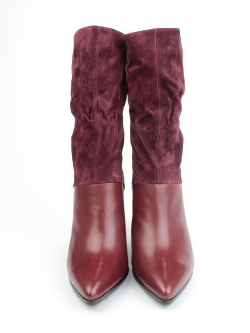 02-YF190-051M DK. RED Сапоги зимние женские (натуральная замша, байка, натуральный мех)