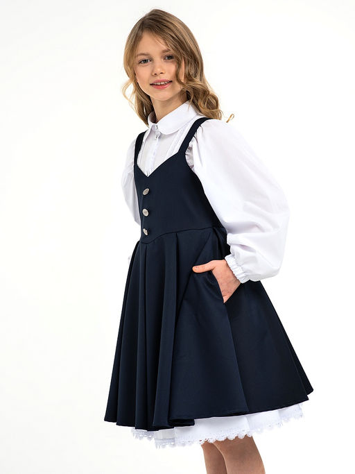 Синий школьный сарафан Mooriposh, модель 0247 фото 7