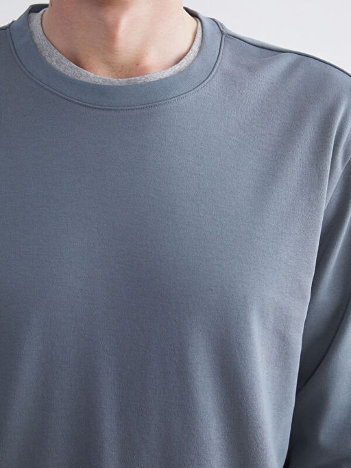 Bisiklet Yaka Uzun Kollu Erkek Sweatshirt