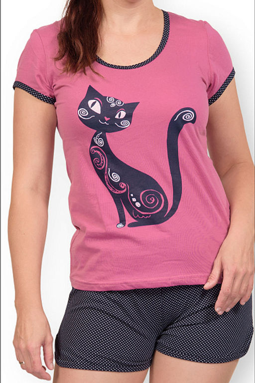 Пижама с шортами, принт, сухая роза (279-2) - Плиона фото 4