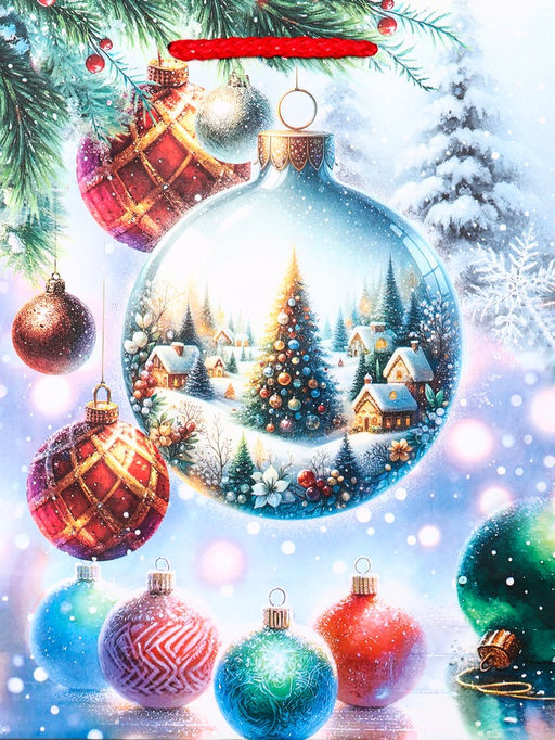 Цена за 2 шт. Пакет подарочный новогодний ламинированный, «Ёлка в шаре», 18×10×22.3 см