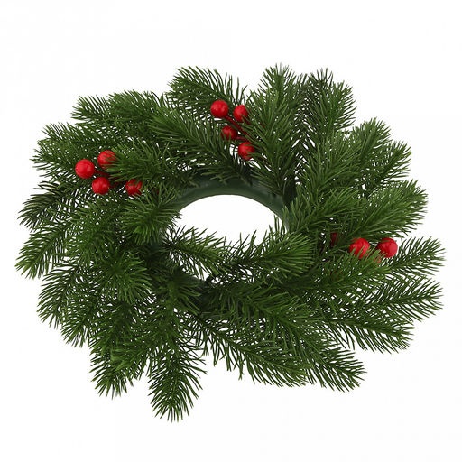 Декоративный венок Елка с ягодой д29см, малый, пластик, зеленый (Россия) - Домашняя мода фото 2