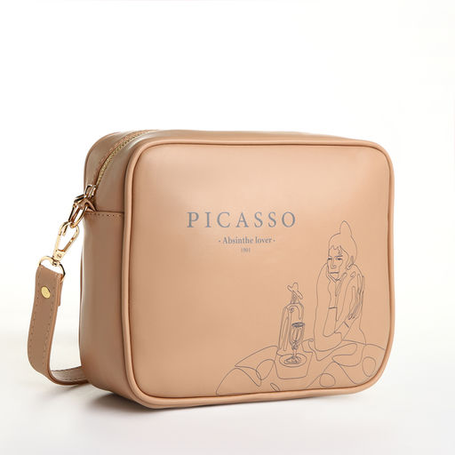 Сумка женская кросс-боди TEXTURA на молнии, 22×8×17 см, с принтом, бежевая