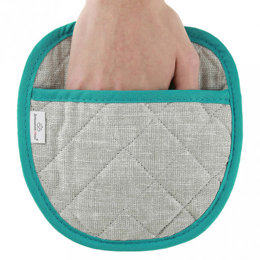 Прихватка с запахом 19х19см "Лен серый", форма "Яблоко", рогожка 171г/м2, хлопок 100%, наполнитель - ватин 280г/м2, на пластмассовом подвесе, "Домашняя мода" (Россия)