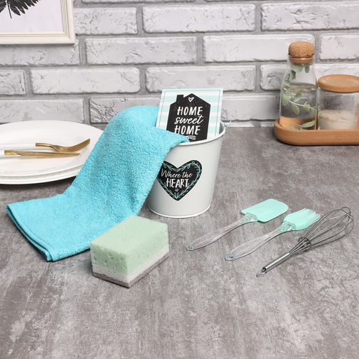 Набор подарочный Доляна Sweet home, МИКС: полотенце, кухонная лопатка, кисть, венчик, губка  фото 2