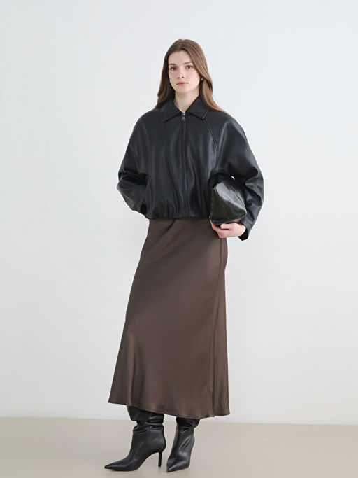 Пиджак Gömlek Yaka Oversize женский с эффектом кожи