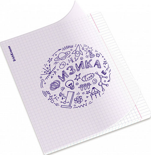 Цена за 5 шт. Тетрадь общая ученическая с пластиковой обложкой на скобе ErichKrause Chaos, Физика, 48 листов, клетка