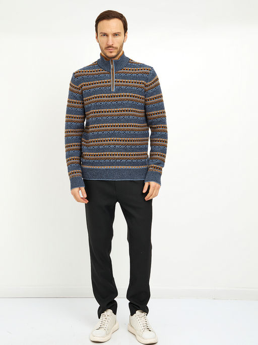 водолазка мужская с молнией на воротнике и с узорами - Glenfield фото 2