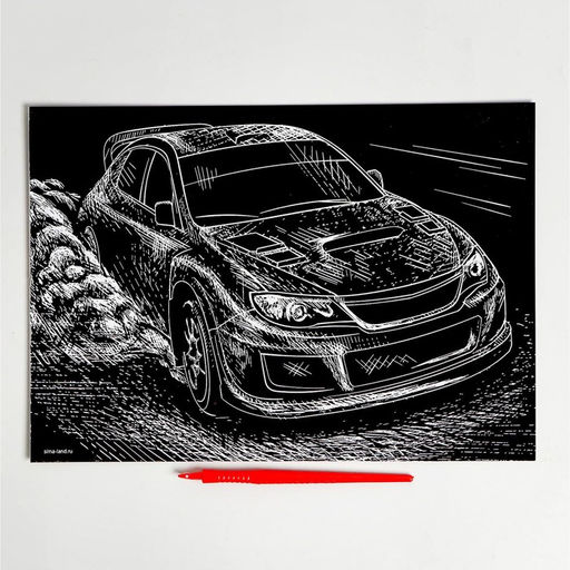 Цена за 2 шт. Гравюра «Ралли» с металлическим эффектом, серебро, А4