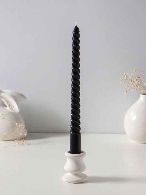 Цена за 2 шт. Свеча витая 25 см (набор 2 шт) 57 гр, 5 ч, цв. чёрный