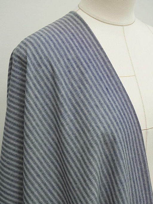 Пестрядь Тройная белая полоска цв.чернильно-синий меланж, ш.1.45м, хлопок-100%, 115гр/м.кв - Купава фото 2