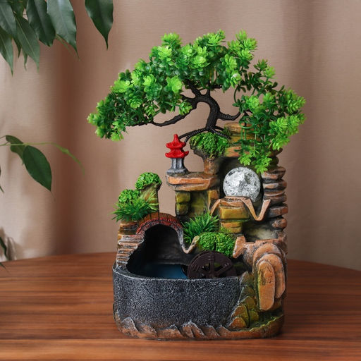 Фонтан настольный «Каменные ступеньки под деревом», 27×16 см, с подсветкой