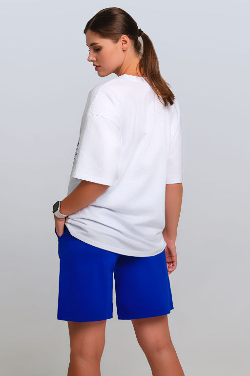 Арт. 51302 Костюм женский с шортами 42-50 (5 шт) Цвет:верх- белый, низ- вери-пери - Калинка фото 5