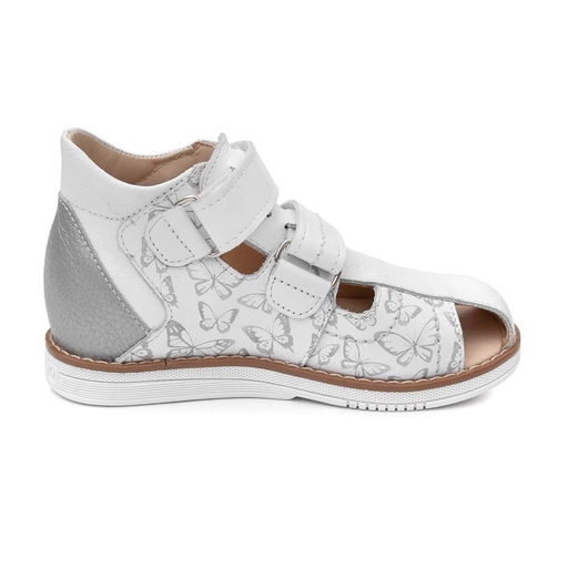 Сандалии детские 26033 кожа, ЛАНДЫШ серебристый/бабочки - Tapiboo фото 4